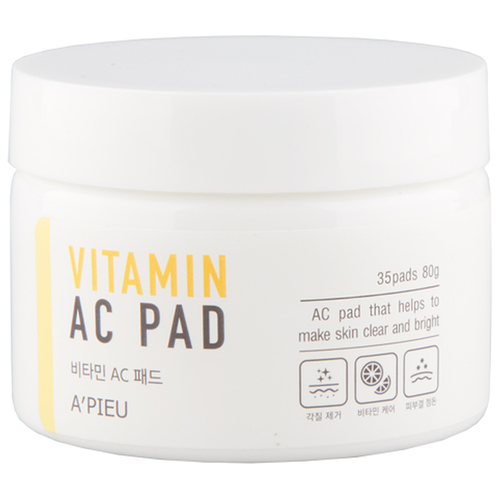 A'PIEU пилинг-диски Vitamin AC Pad с AHA и BHA кислотами и витаминами, 100 мл, 80 г, 35 шт.