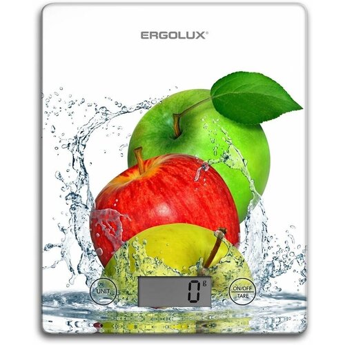 Весы кухонные ERGOLUX ELX-SK02-С01 до 5 кг, белый/яблоки весы кухонные ergolux elx sk02 с01 до 5 кг белый яблоки