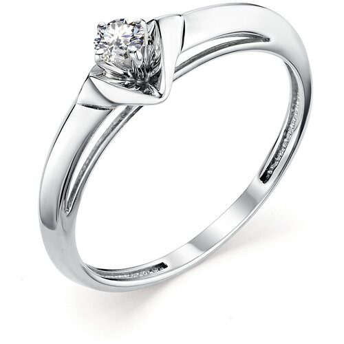 фото Алькор кольцо с 1 бриллиантом из белого золота 12845-200, размер 16