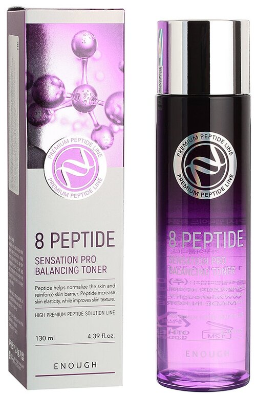 ENOUGH Premium 8 Peptide Sensation Pro Balancing Toner 130ml, Тонер антивозрастной с комплексом пептидов 130 мл.