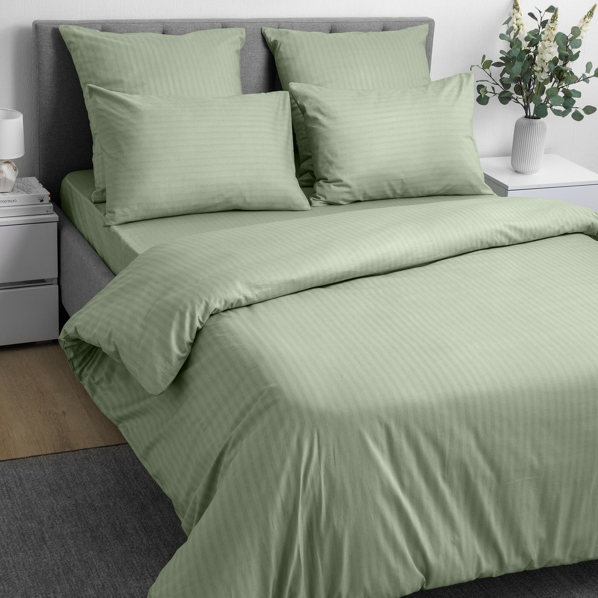 Комплект постельного белья Волшебная Ночь Smoke Green, 1,5-спальный - фото №2