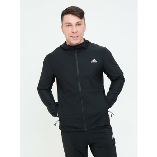 Костюм adidas, олимпийка и брюки, спортивный стиль, прямой силуэт, капюшон, карманы, размер 2XL, черный