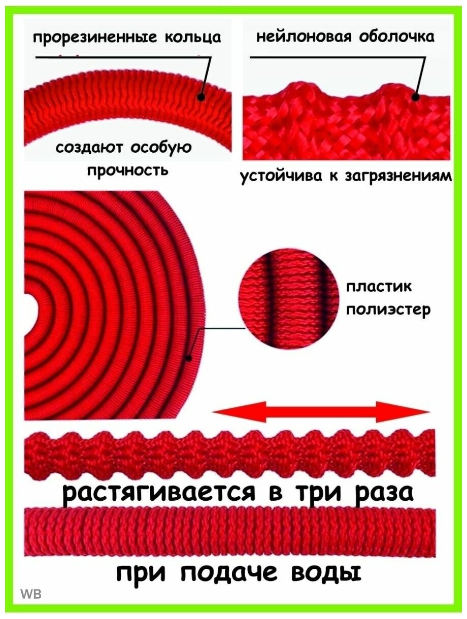 Чудо шланг для полива растягивающийся с насадка лейка - фотография № 3