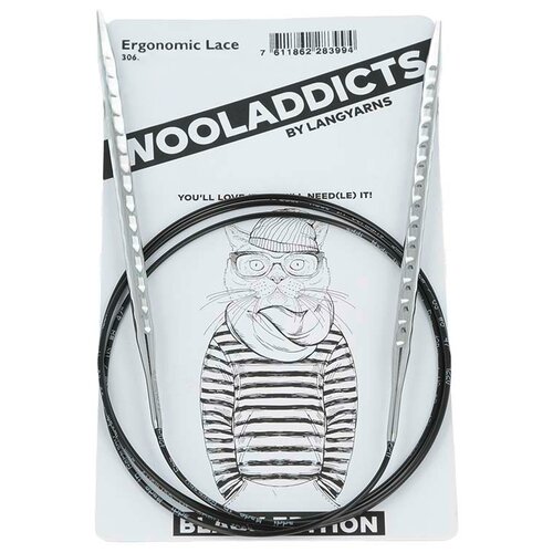 Спицы круговые супергладкие WOOLADDICTS Ergonomic Lace №2,75, 150 см латунь, пластик серебристый*