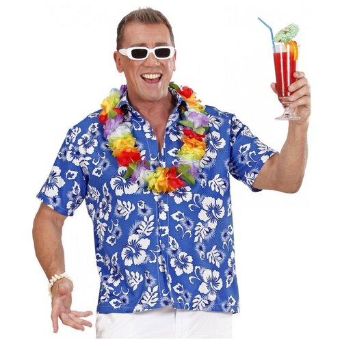 Гавайская рубашка синяя (5574) 56 гавайская рубашка palms цвет белый размер xl