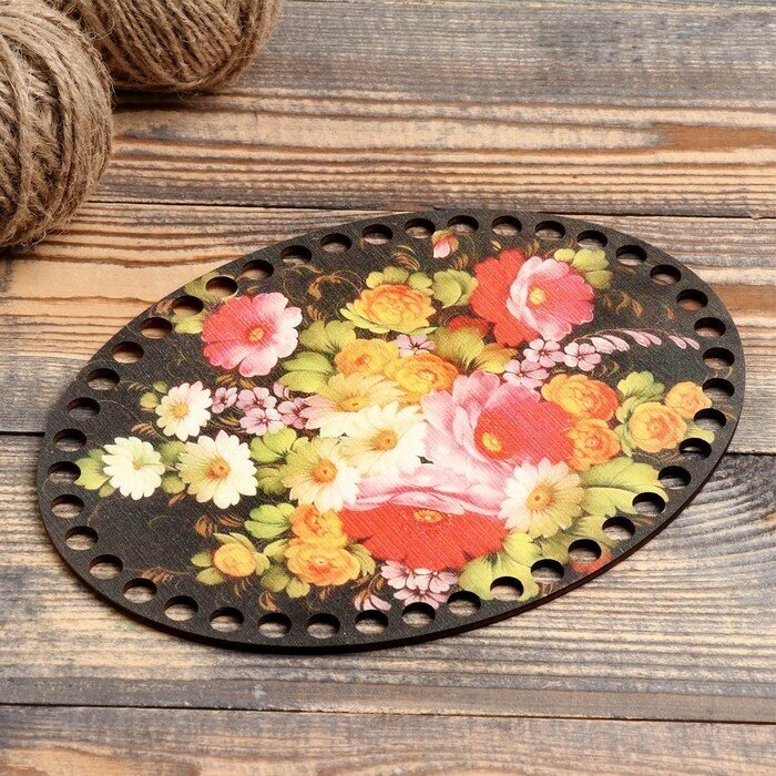 фото Заготовка для вязания "Овал параллельный Жостовская роспись №1" размер 20×15 см