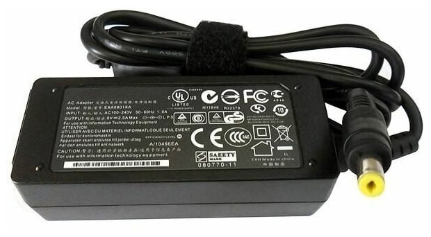 Блок питания (сетевой адаптер) для нетбуков Asus 9.5V 2.5A 24W 4.8x1.7 мм черный, сетевым кабелем
