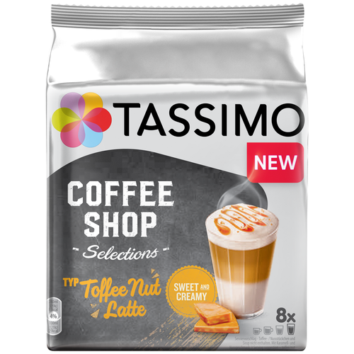 Кофе в капсулах Tassimo Coffee Shop Selections Toffee Nut Latte, интенсивность 3, 8 порций, 16 кап. в уп.