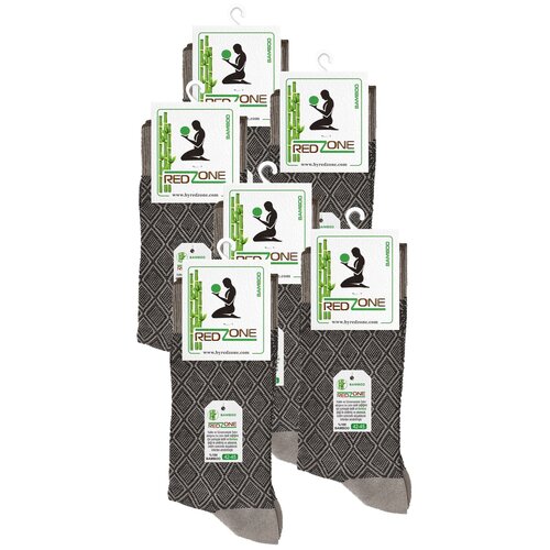 фото Носки redzone мужские, комплект носков - 6 пар, темно-бежевые, рисунок - "крупный ромб", р. 42-45