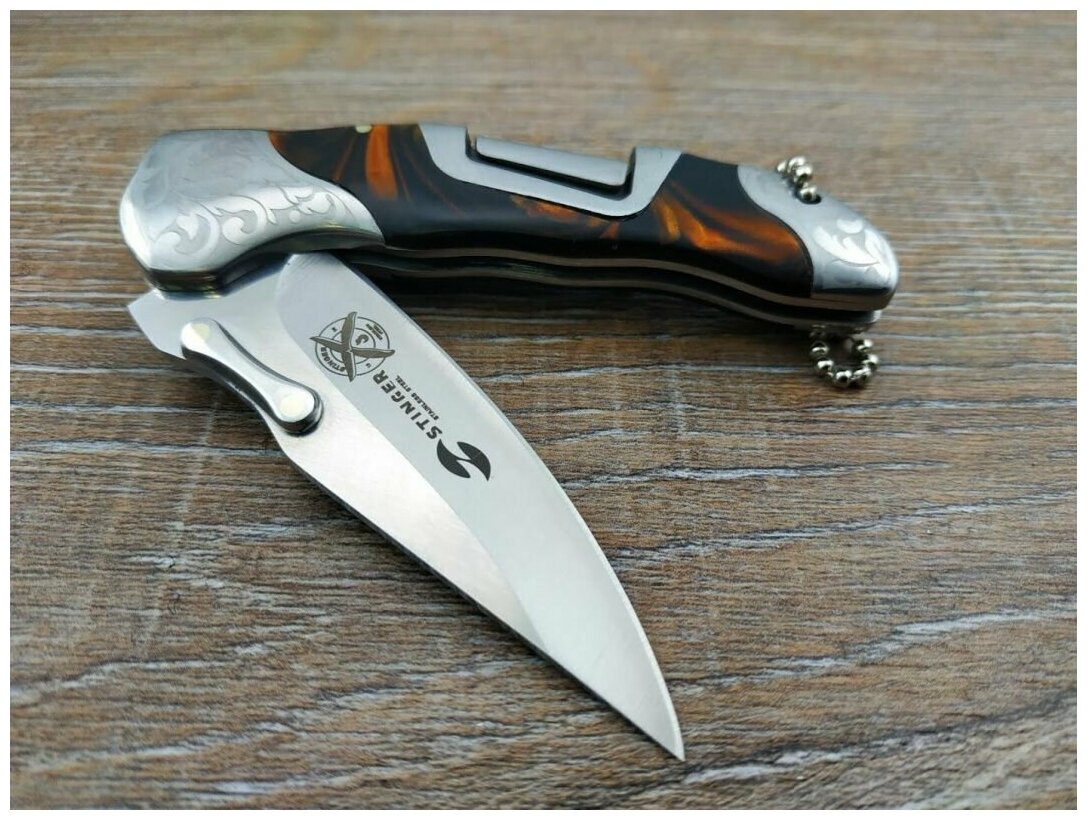 Нож Stinger, 165 мм, коричневый, подарочная упаковка - фото №8
