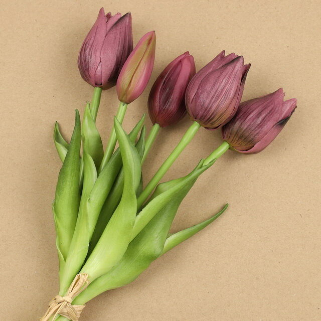 EDG Силиконовые цветы Тюльпаны Parateo 5 шт, 26 см фиолетовые 216001,63