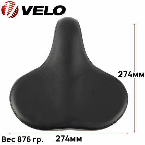 Седло комфортное Velo VL-8080, размер 274х274мм, с эластомерами, стальные рельсы, черно-серое седло velo vl 6269 comfort series без крепления вес 485 g 264 х215мм