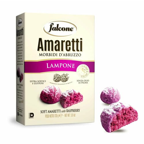 Печенье сдобное Falcone Amaretti мягкие со вкусом малины, 170 г, Х12 упаковок