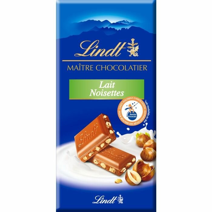 Шоколад Lindt Maitre Chocolatier молочный с фундуком 100г (Франция)