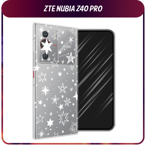 Силиконовый чехол на ZTE Nubia Z40 Pro / ЗТЕ Нубиа Z40 Про Звездочки графика белая, прозрачный силиконовый чехол на zte nubia z40 pro зте нубиа z40 про корги язык