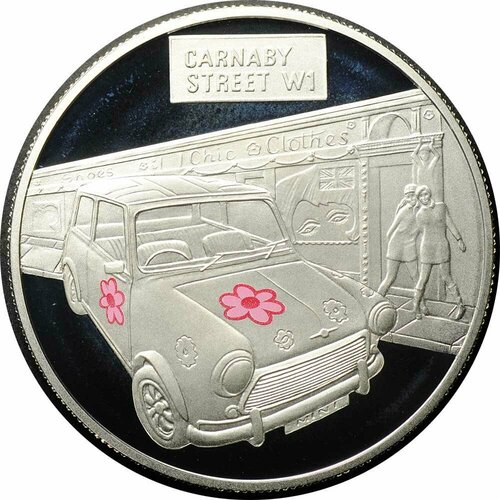 Монета 5 фунтов 2009 Классические британские автомобили Mini Олдерни