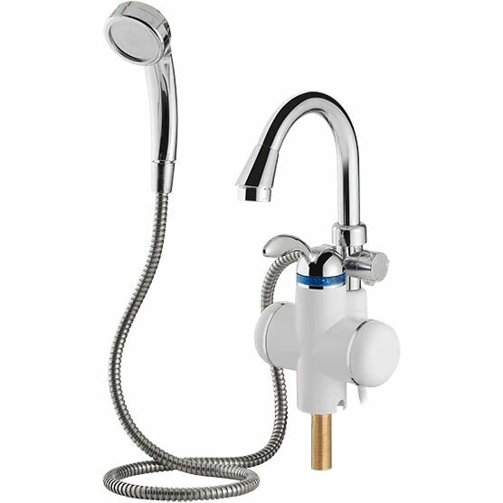 фото Кран-водонагреватель Unipump BEF-001-03 проточного типа 3 кВт, с душ. гарнитуром, белый/хром 59386