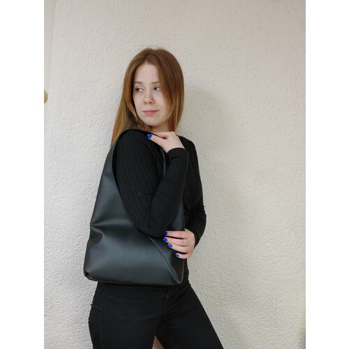 Сумка хобо , фактура гладкая, матовая, черный