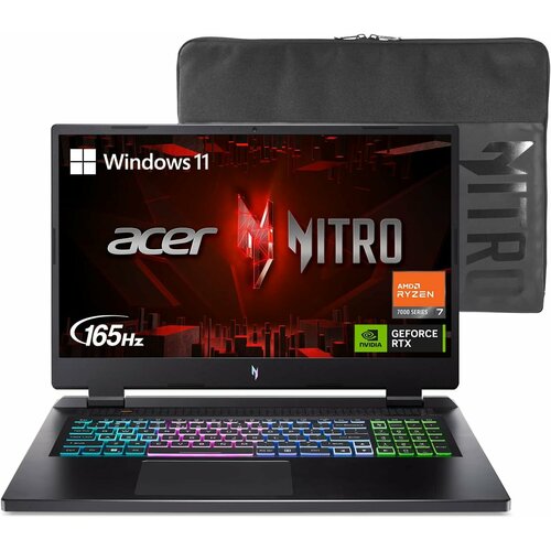 Ноутбук Acer Nitro 17 AN17-47-R7G3 AMD Ryzen 7 7740HS 38Ghz 173 2560x1440 165Hz 16GB DDR5 1TB SSD RTX 4060 8GB 140W Win 11 Home 14965000₽