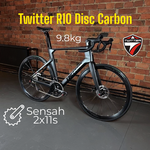 Велосипед Twitter R10 Carbon, 9.8 kg, 700х40с шоссейный взрослый, 54 см 22 скорости, цвет черный - изображение