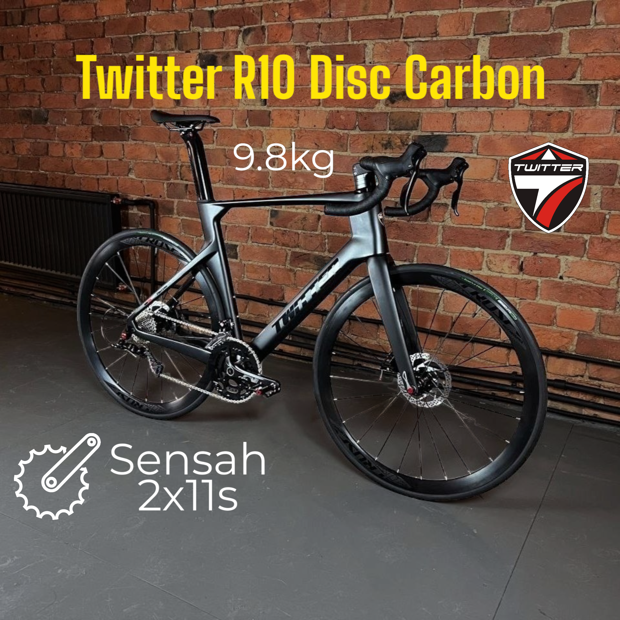 Велосипед Twitter R10 Carbon, 9.8 kg, 700х25с шоссейный взрослый, 54 см 22 скорости, цвет черный
