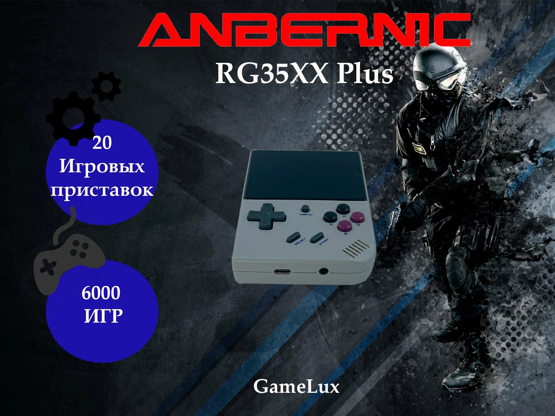 Портативная игровая приставка Anbernic RG35XX Plus 64gb, Gray