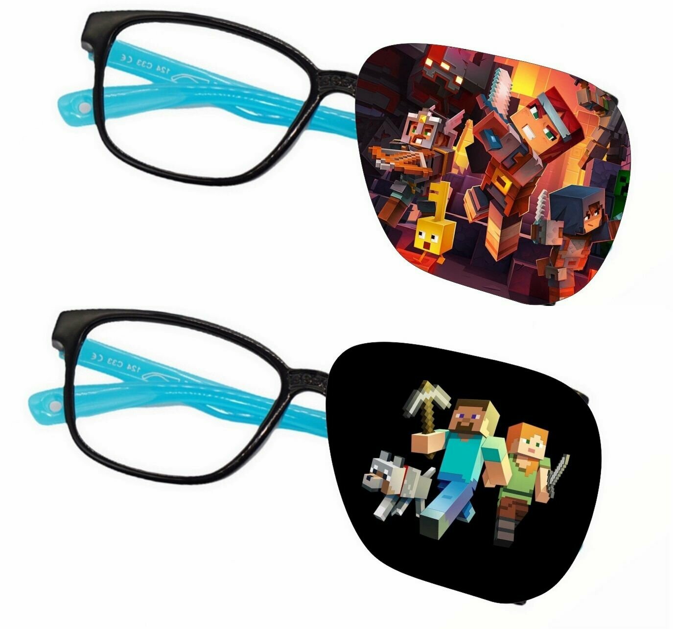 Окклюдер на очки "Майнкрафт" (Размер L) на левый глаз в комплекте 2 шт