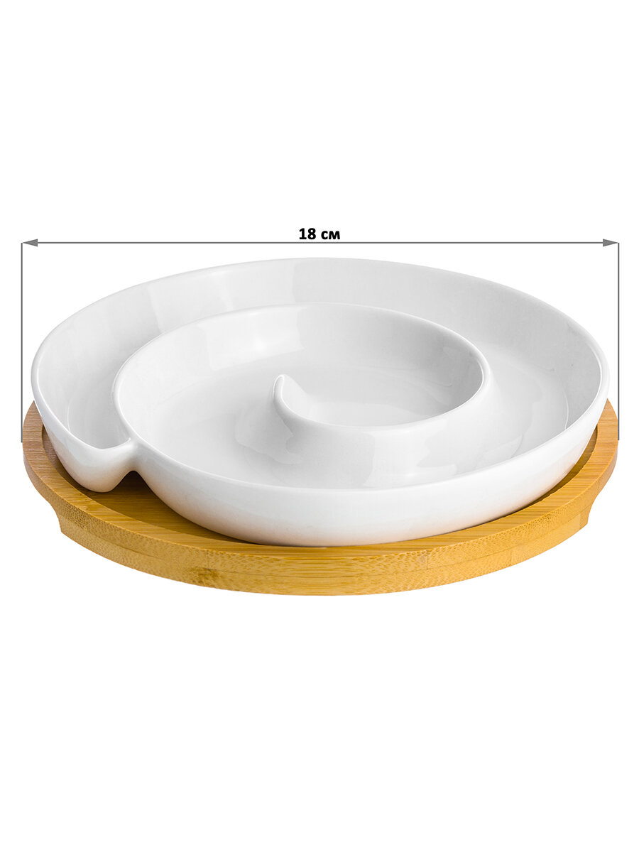 Тарелка сервировочная 18х18х3 см Elan Gallery Улитка на деревянном подносе посуда менажница фарфоровая блюдо тарелка сервировочная для сыра