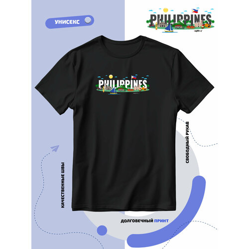 Футболка SMAIL-P известные места Филиппин-Philippines, размер L, черный
