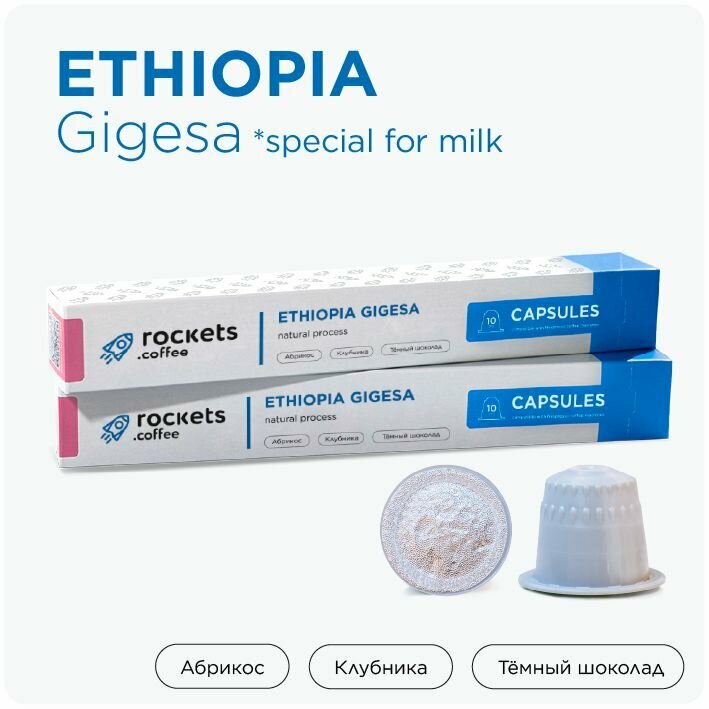 Кофе в капсулах в упаковке 10 шт, Ethiopia Gigesa, rockets.coffee