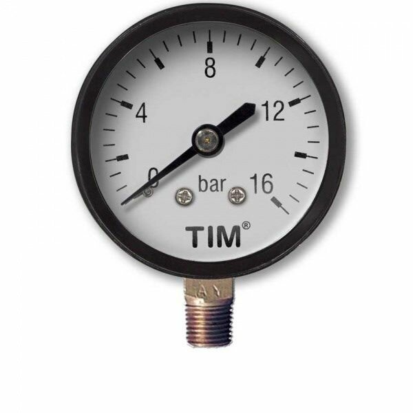 Манометр радиального подключения 1/4", измерение до 10 бар TIM