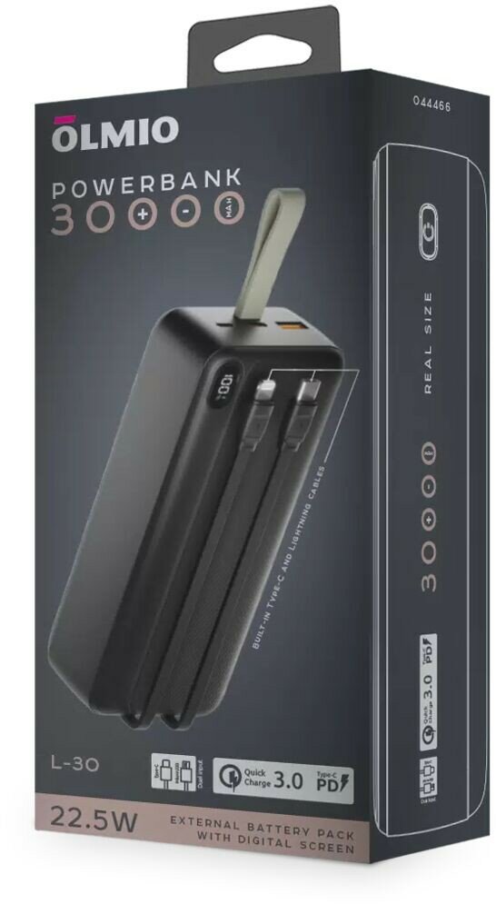 Внешний аккумулятор OLMIO L-30, 30000mAh, black - фото №14