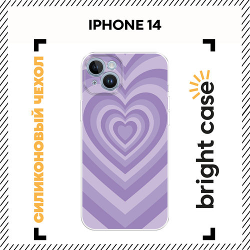 фото Чехол на apple iphone 14 / айфон 14 с принтом сиреневое сердце bright case