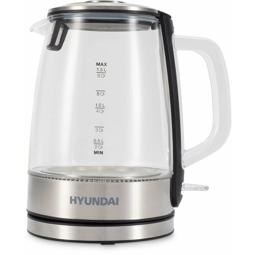 Чайник электрический Hyundai HYK-G2403 15л 2200Вт черныйсеребристый корпус стеклопластик 5771₽
