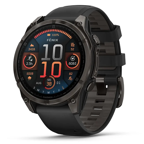 Умные часы Garmin fenix 8 47 mm AMOLED Sapphire carbon gray DLC titanium with blackpebble gray silicone 010-02904-21 146190₽