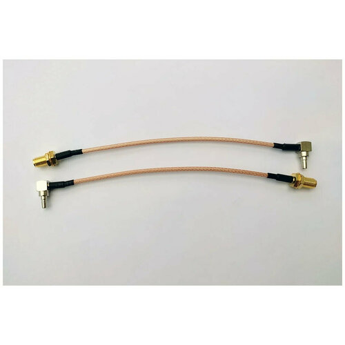 Комплект адаптер-переходник Пигтейл CRC9-SMAfemale 2 шт 15 см для подключения модема роутера к внешней антенне 550₽