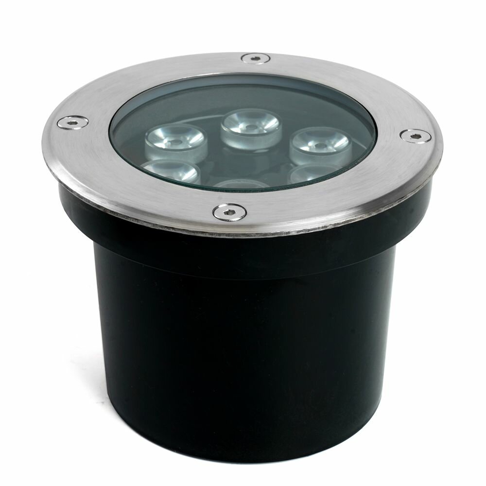 Светодиодный светильник тротуарный (грунтовый) Feron SP2802, 6W, AC/DC12-24V, низковольтный, 3000К, металлик, D120*H90mm, вн. диаметр: 90mm, IP67