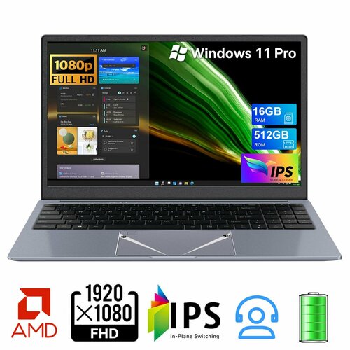 Игровой ноутбук AMD Ryzen 5 Win11 Pro IPS 156 16GB 512GB SSD 19201080 IPS FHD 40999₽