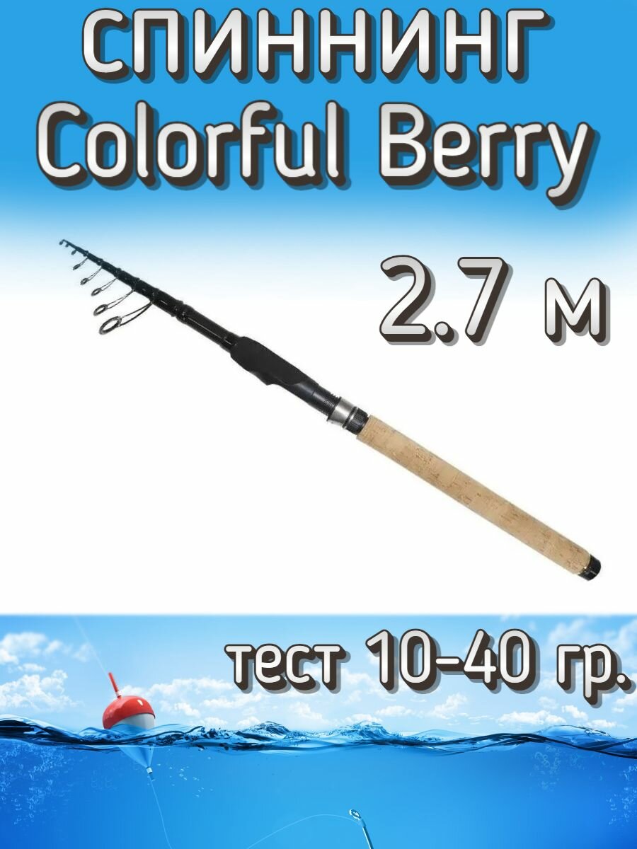 Спиннинг телескопический Colorful Berry, тест 10-40 грамм, 270 см