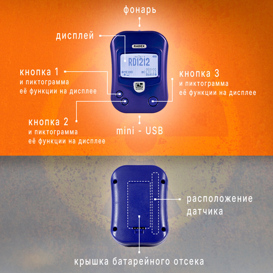 Изображение Дозиметр радиации RADEX RD1212 (РАДЭКС РД 1212) /счетчик гейгера/ индикатор радиоактивности