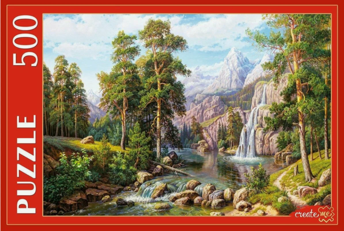 *Puz 500д. РыжийКот Пейзаж с водопадом (РУКП500-2919)