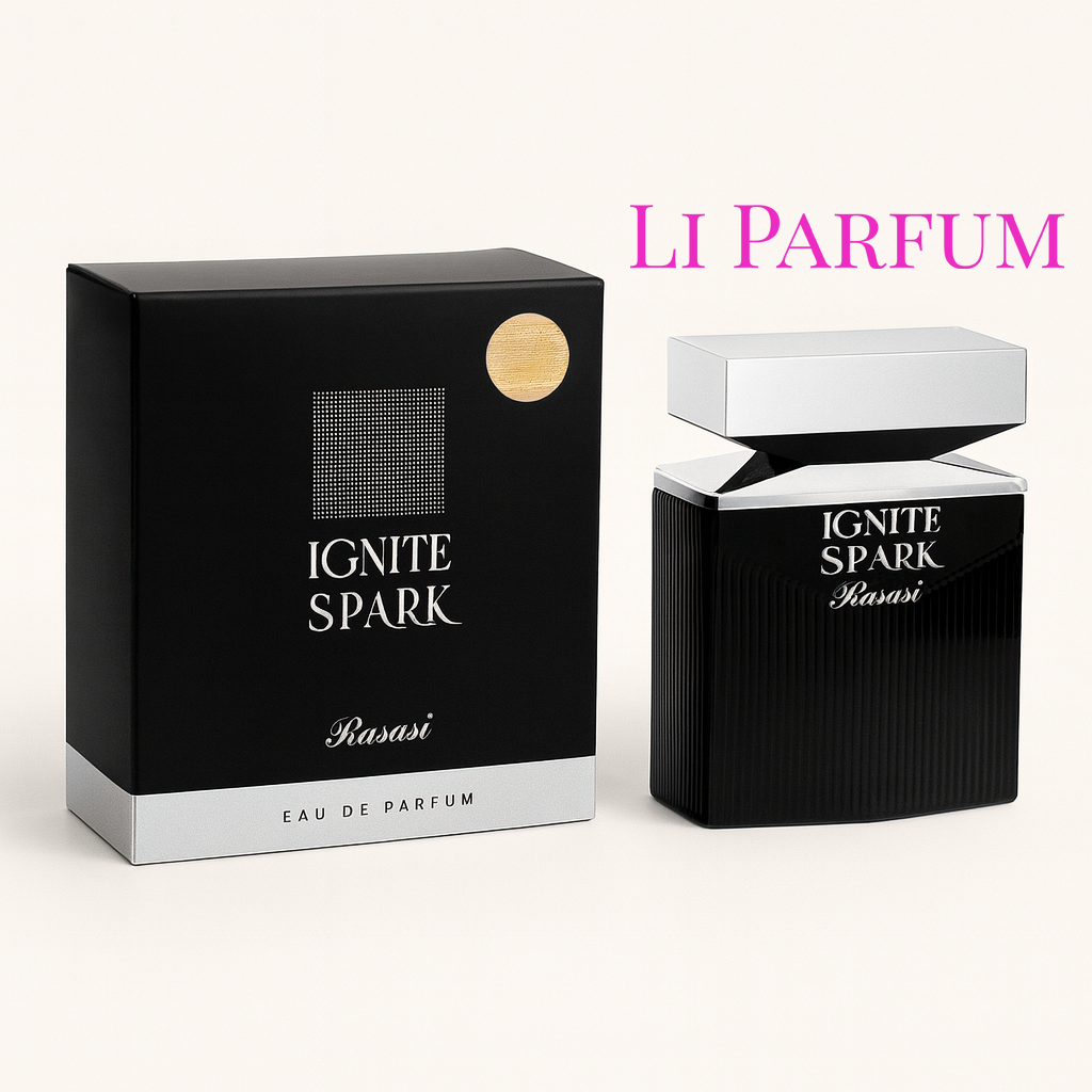 Rasasi Ignite Spark 100 мл — дымный кожаный аромат с тёплыми специями слива, кардамон