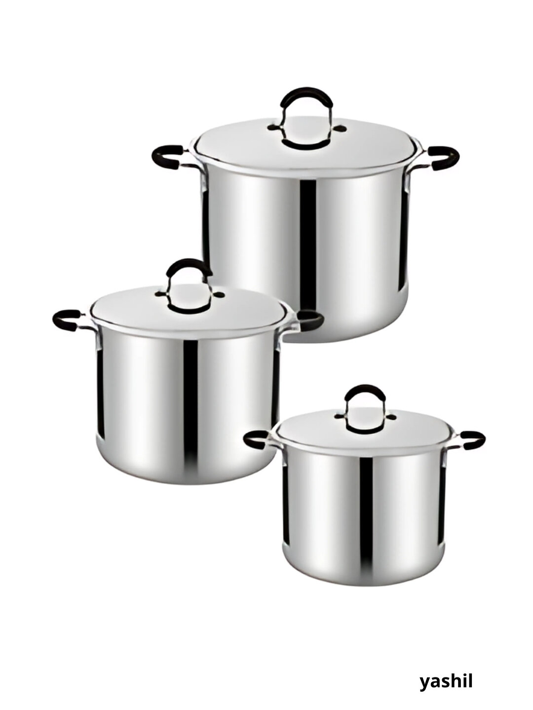 HausRoland набор кастрюль из нержавеющей стали, 3 предмета, с прочными стеклянными крышками - Зеленый