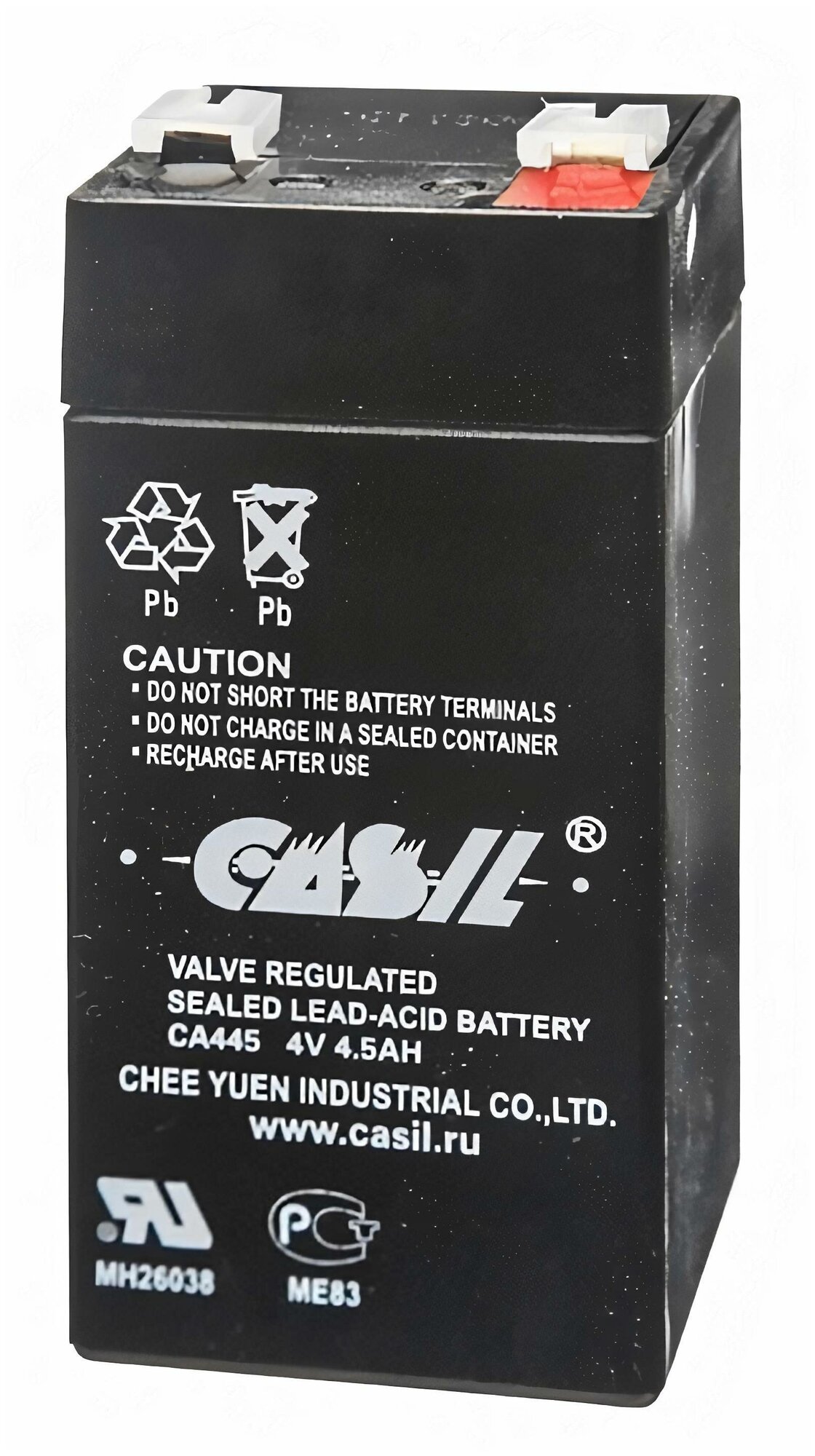 Свинцово-кислотный аккумулятор CASIL CA445 (4В 4.5Ач /4V 4.5AH) для фонарей/ИБП/аварийного освещения контрольно кассовых терминалов весов GPS оборудования для электрических скутеров и т. д.