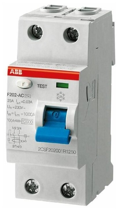 Выключатель дифференциального тока (УЗО) 2п 40А 30мА тип A F202 ABB 2CSF202101R1400