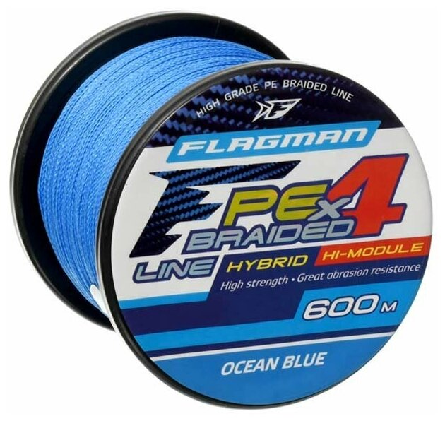 Шнур FLAGMAN PE Hybrid F4 600м Ocean Blue 0,50мм 32,5кг 70lb