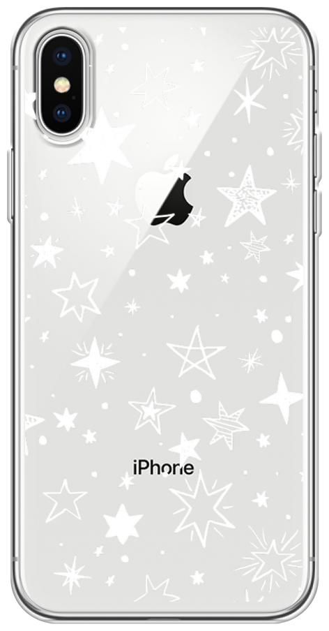 Силиконовый чехол на Apple iPhone XS Max (10S Max) / Айфон Иск Эс Макс "Звездочки графика белая", прозрачный