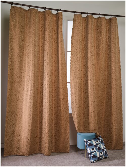 Комплект штор Мона Розочки 300х250 см, коричневый
