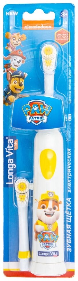 Электрическая зубная щетка Longa Vita Paw Patrol ротационная и сменная насадка детская Yuyao Kalwel Electrics CO - фото №1