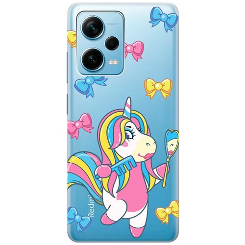 Силиконовый чехол с принтом Lady Unicorn для Xiaomi Redmi Note 12 Pro / Note 12 Pro+ / Note 12 Explorer Edition силиконовый чехол на xiaomi redmi note 12 сяоми редми ноут 12 silky touch premium с принтом shiba красный